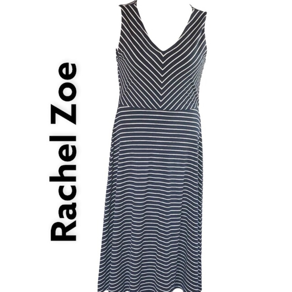 Rachel Zoe women blue white stripe maxi dress sleeveless Sz M